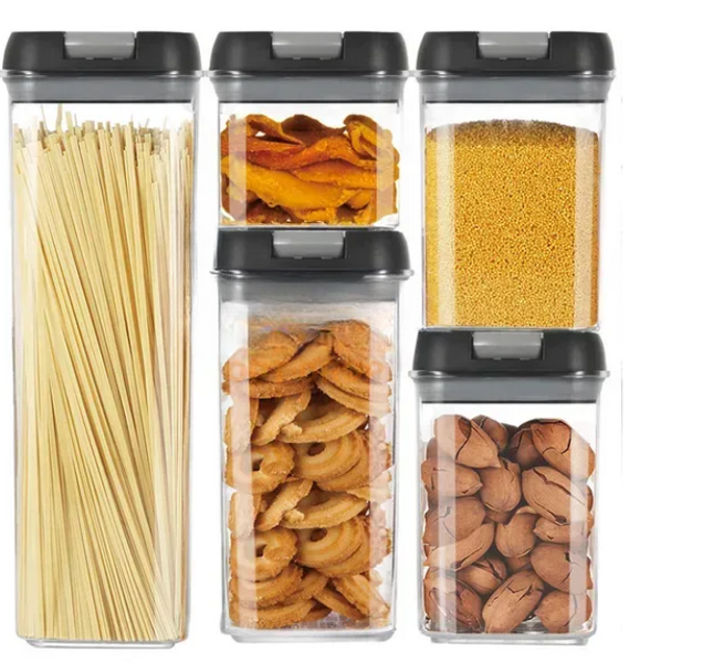 Набір контейнерів для сипучих Food Storage Container Set 5 ємностей, прозорі органайзери, баночки для зберігання харчових продуктів, круп із кришками (205) 10k10p020v2 фото