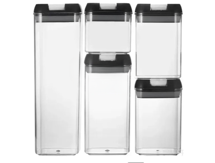 Набір контейнерів для сипучих Food Storage Container Set 5 ємностей, прозорі органайзери, баночки для зберігання харчових продуктів, круп із кришками (205) 10k10p020v2 фото