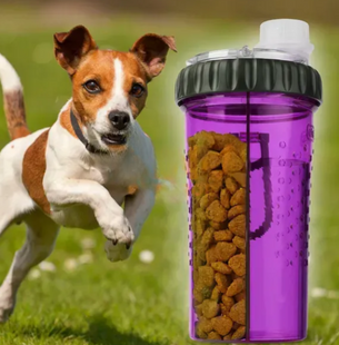 Подвійна пляшка для води та корму Dexas Snack DuO 480 мл Фіолетова 05k05p037v3 фото